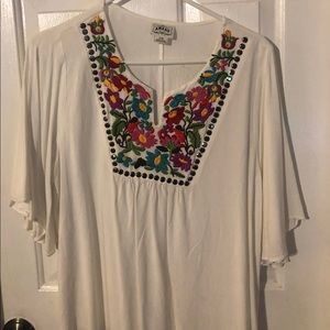 White blouse with floral design